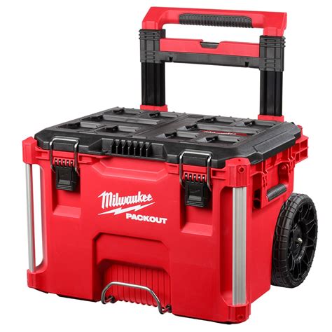 milwaukee large steel rolling tool box|milwaukee rolling packout home depot.